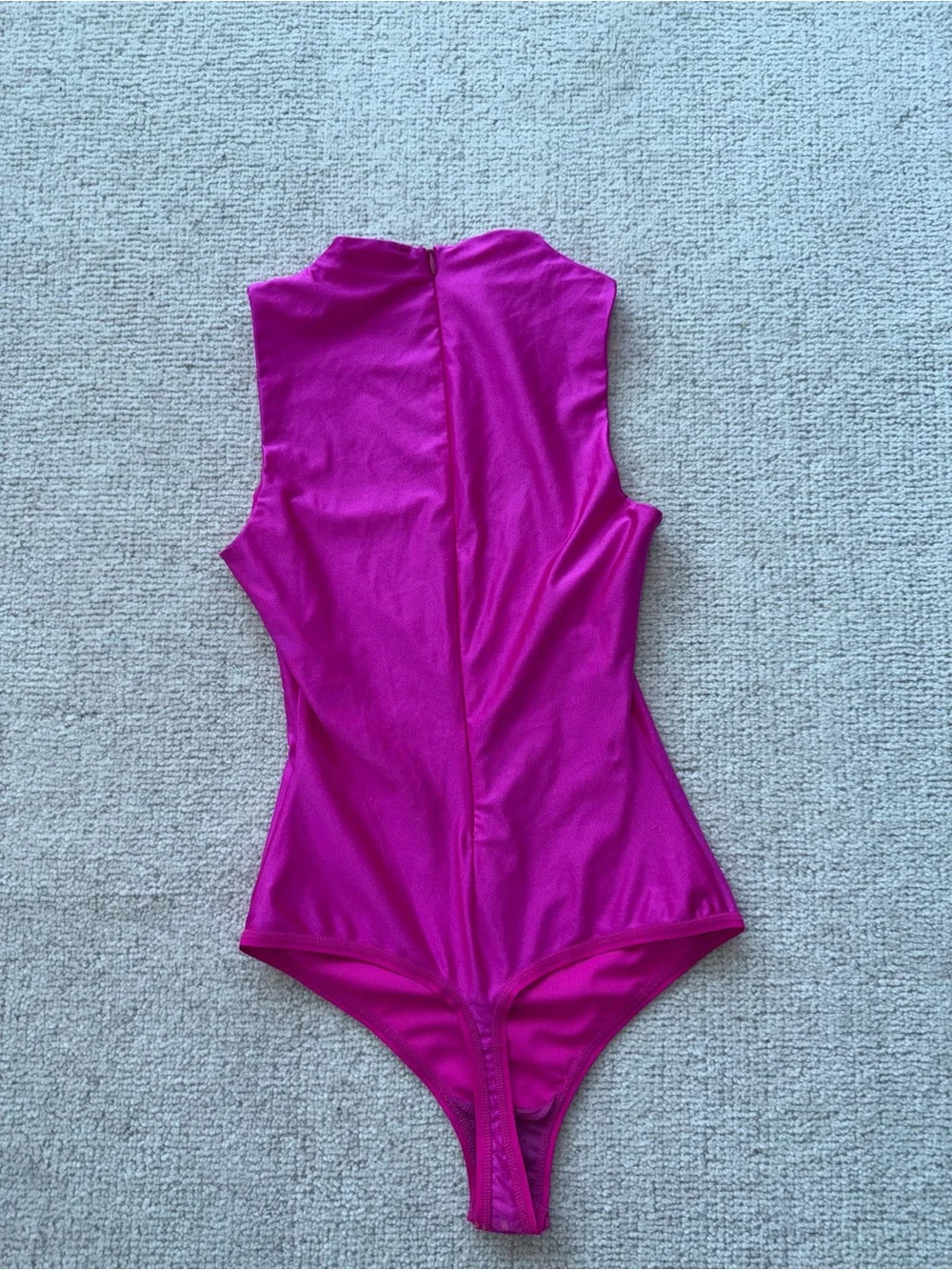 Skims Neon Pink Fuchsia Mock Neck Disco Bodysuit